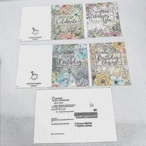 Current Inc Birthday Blank Greeting Cards Floral Assorted 8 Count Stationery